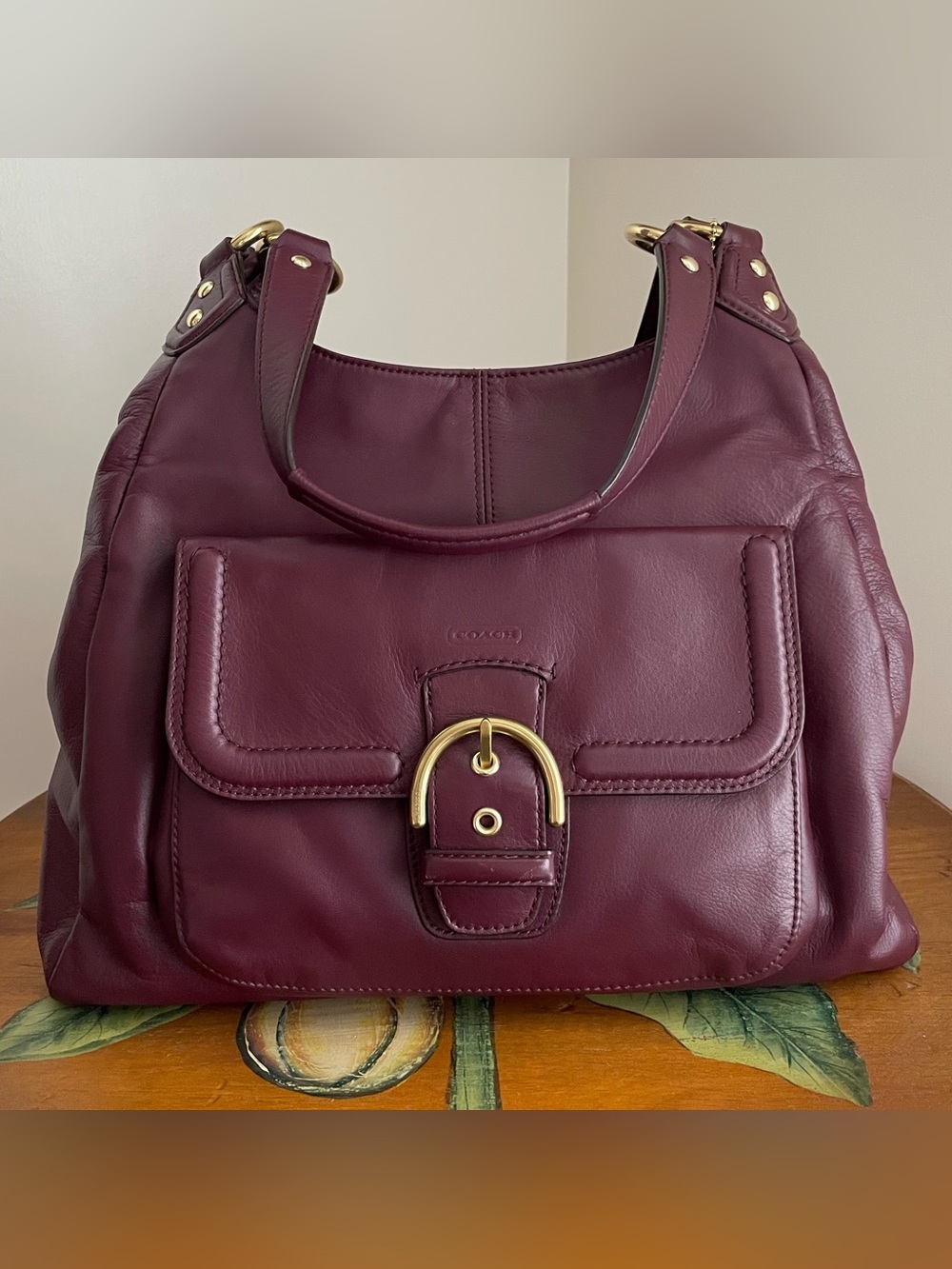 Coach ‘Campbell’ Burgundy Red Leather Hobo Shoulder Purse